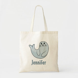Niedlicher Kawaii-Siegel im Emoji-Stil Tragetasche