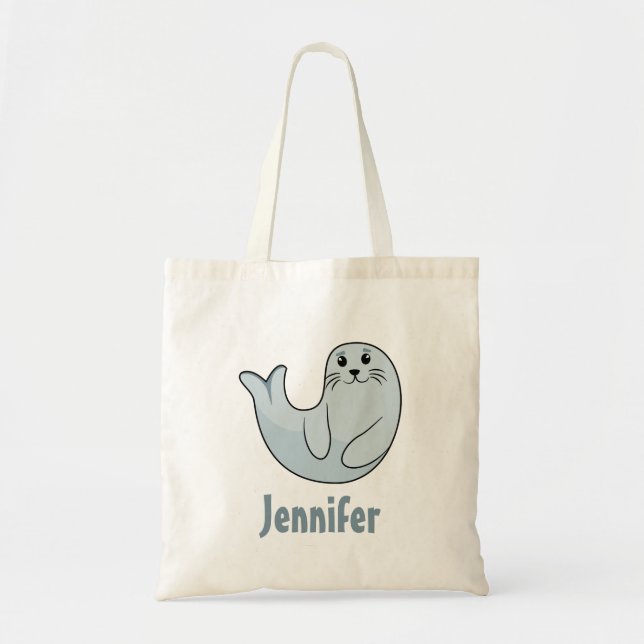 Niedlicher Kawaii-Siegel im Emoji-Stil Tragetasche (Vorne)