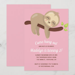 Niedlicher Kawaii-Slot auf dem Baum Pink Girl Einladung