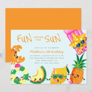 Niedlicher Kawaii Sommerspass unter Sonnenschein K Einladung