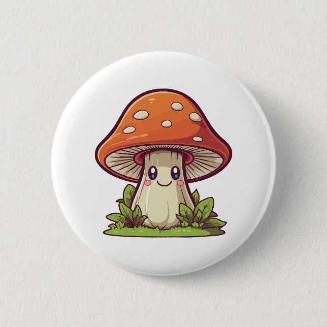 Niedlicher kawaii-Stil, Pilzforte Button (Vorderseite)