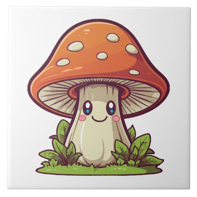 Niedlicher kawaii-Stil, Pilzforte Fliese (Vorderseite)
