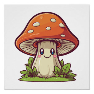 Niedlicher kawaii-Stil, Pilzforte Poster