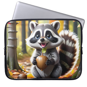 Niedlicher Kawaii-Stil Raccoon Herbsteinstellung Laptopschutzhülle
