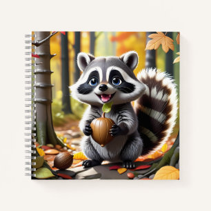 Niedlicher Kawaii-Stil Raccoon Herbsteinstellung Notizbuch