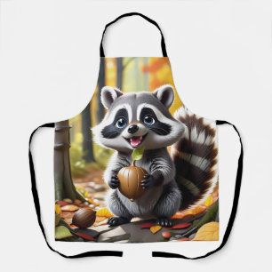 Niedlicher Kawaii-Stil Raccoon Herbsteinstellung Schürze