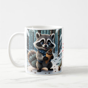 Niedlicher Kawaii-Stil Raccoon mit Pine-Creme-Kege Kaffeetasse
