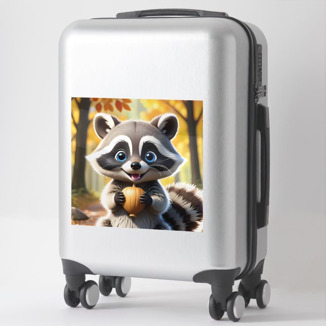 Niedlicher Kawaii-Stil Racoon mit Eichel Aufkleber (Koffer)