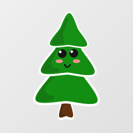 Niedlicher Kawaii-Stil Weihnachtsbaum Fensteraufkleber