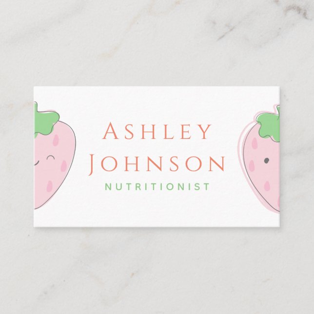 Niedlicher Kawaii Strawberry Nutritionist Dietitin Visitenkarte (Vorderseite)