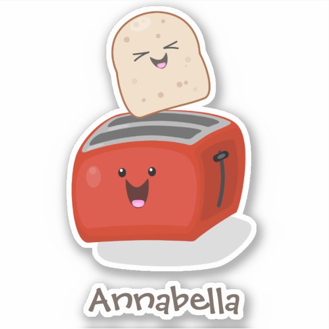 Niedlicher Kawaii-Toast und Cartoon für Rottoaster Aufkleber (Vorderseite)