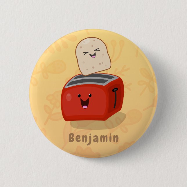 Niedlicher Kawaii-Toast und Cartoon für Rottoaster Button (Vorderseite)
