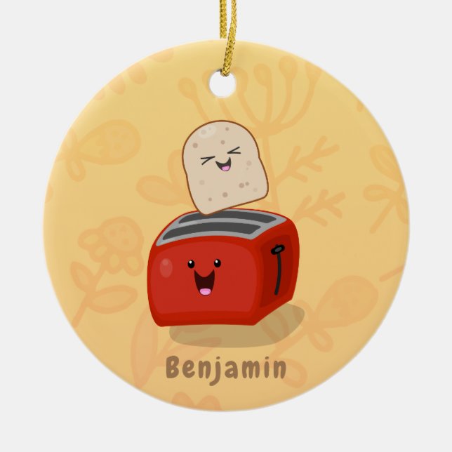 Niedlicher Kawaii-Toast und Cartoon für Rottoaster Keramik Ornament (Vorne)