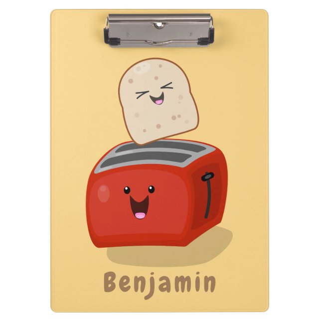 Niedlicher Kawaii-Toast und Cartoon für Rottoaster Klemmbrett (Vorderseite)