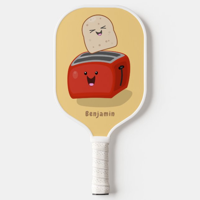 Niedlicher Kawaii-Toast und Cartoon für Rottoaster Pickleball Schläger (Vorderseite)