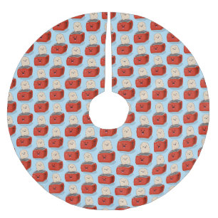 Niedlicher Kawaii-Toast und Cartoon für Rottoaster Polyester Weihnachtsbaumdecke