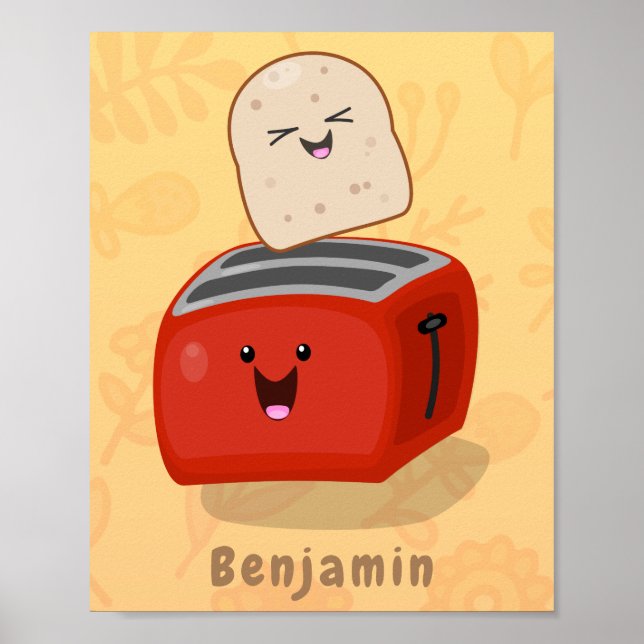 Niedlicher Kawaii-Toast und Cartoon für Rottoaster Poster (Vorne)