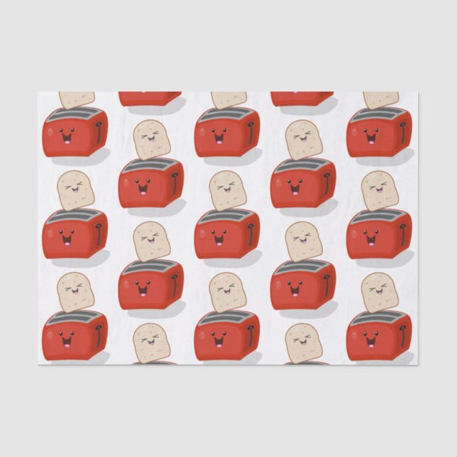 Niedlicher Kawaii-Toast und Cartoon für Rottoaster Seidenpapier (Vorderseite)