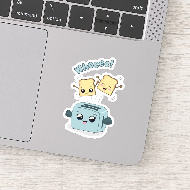 Niedlicher Kawaii Toast und Toaster Aufkleber (Detail)