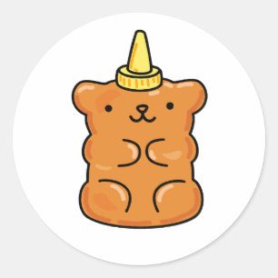 Niedlicher Kawaii Unicorn Gummibär Runder Aufkleber
