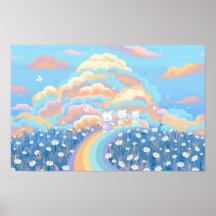 Niedlicher Kawaii-Wallpaper-Plakatdruck