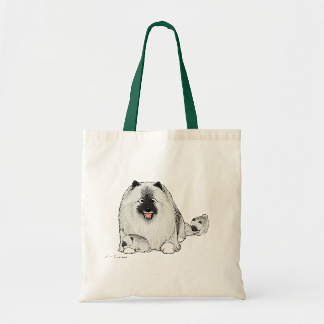 Niedlicher Keeshond Hund mit Welpen Tragetasche (Vorne)
