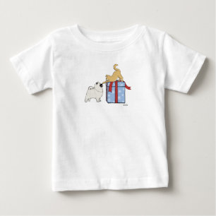 Niedlicher Keeshond Welpe und Kitten Weihnachtsfei Baby T-shirt