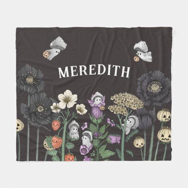Niedlicher Kernpunkt Mushroom Ghosts Halloween Fleecedecke (Vorderseite (Horizontal))