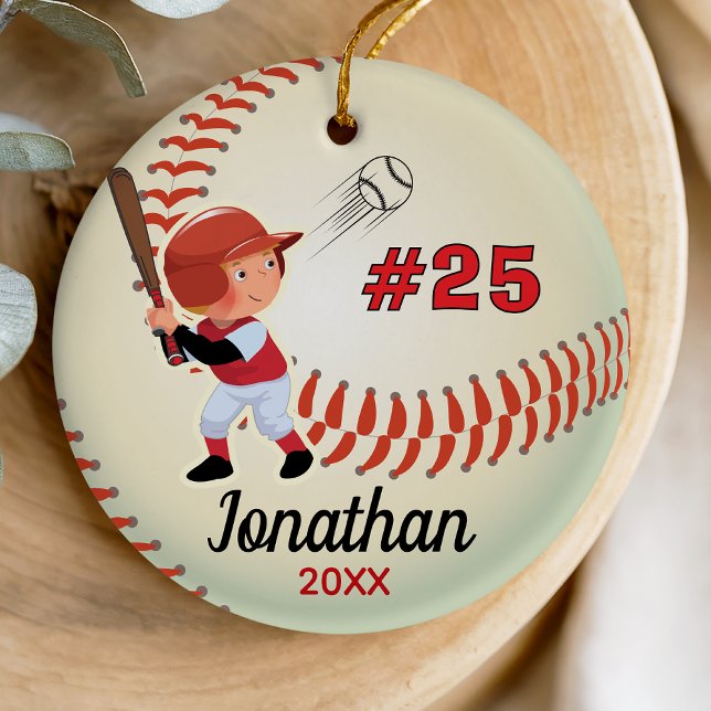 Niedlicher Kinderbaseball-Sportteam-Junge-Athlet Keramik Ornament (Von Creator hochgeladen)