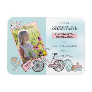 Niedlicher Kindergarten Foto Rosa Blauer Abschlu Magnet