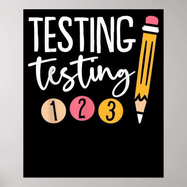 Niedlicher Kindergartenlehrer Schwarzer Testtag Poster (Vorne)