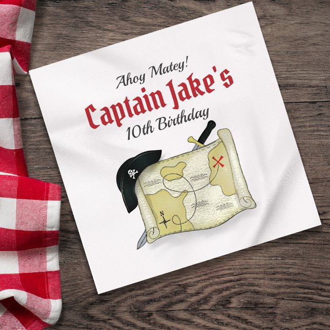 Niedlicher Kindergeburtstag Party Pirate Personali Serviette (Pirate custom paper napkin,)