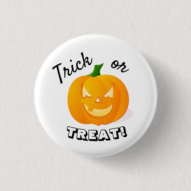 Niedlicher Kindertrick oder Treat Pumpkin Button (Vorderseite)