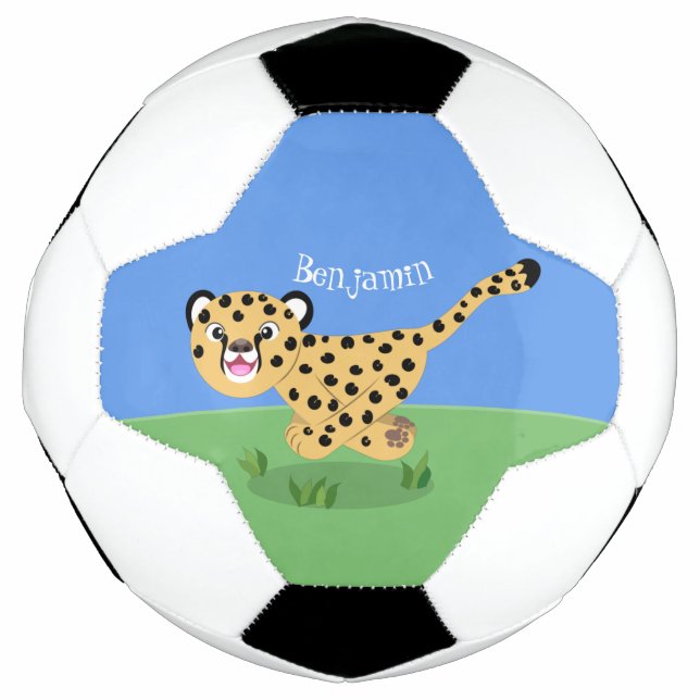 Niedlicher Kinderzettel mit Cartoon-Abbildung Fußball (Vorderseite)