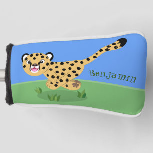 Niedlicher Kinderzettel mit Cartoon-Abbildung Golf Headcover
