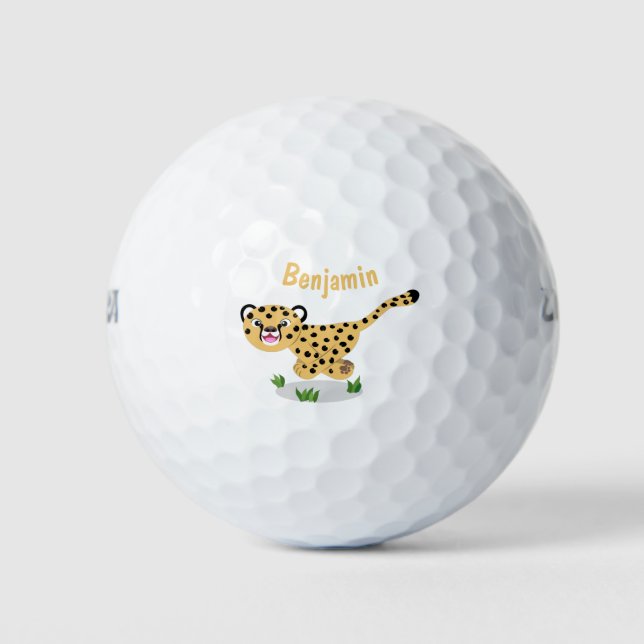 Niedlicher Kinderzettel mit Cartoon-Abbildung Golfball (Vorderseite)