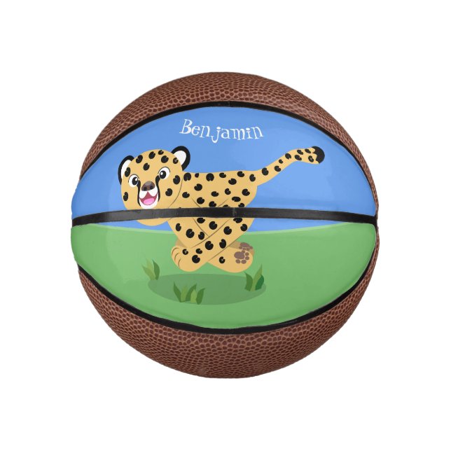 Niedlicher Kinderzettel mit Cartoon-Abbildung Mini Basketball (Vorderseite)