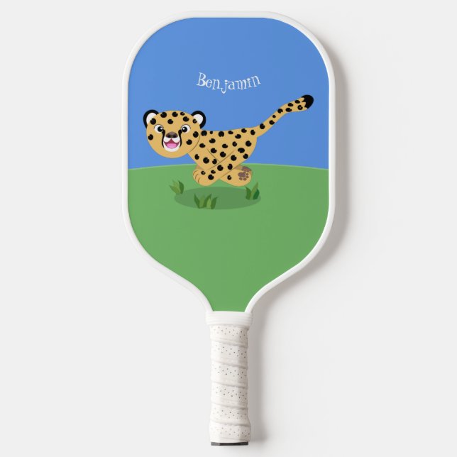 Niedlicher Kinderzettel mit Cartoon-Abbildung Pickleball Schläger (Vorderseite)