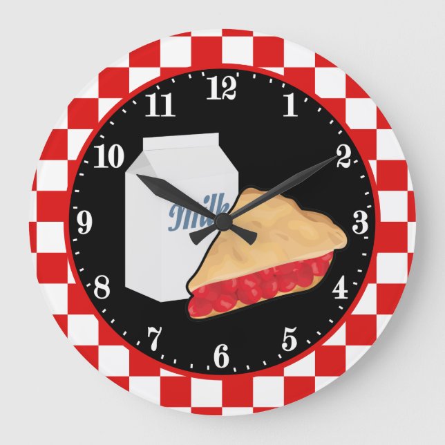 niedlicher Kirschkuchen Große Wanduhr (Vorderseite)