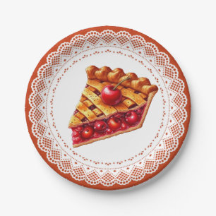 Niedlicher Kirschkuchen mit Papierteller