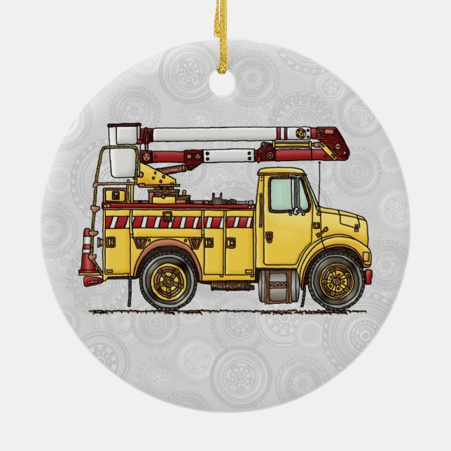 Niedlicher Kirschpicker-LKW Keramikornament (Hinten)