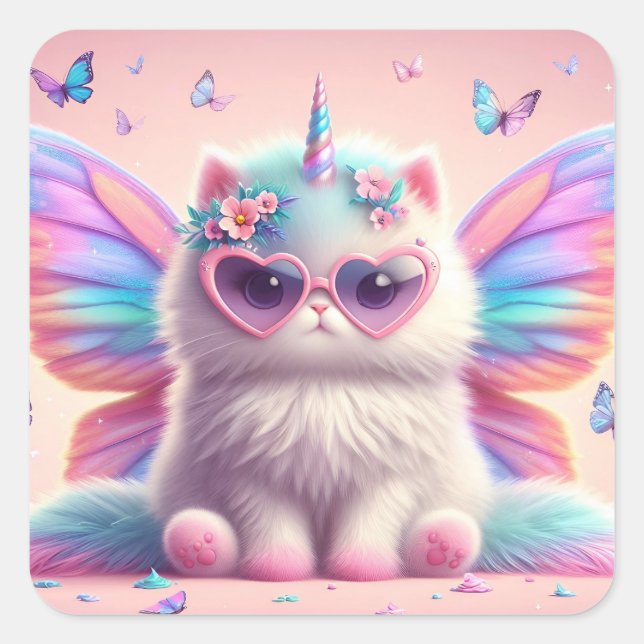 Niedlicher Kitty-Aufkleber Quadratischer Aufkleber (Vorderseite)