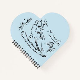 Niedlicher Kitty Cartoon Blue Heart Shapal Spiral Notizbuch