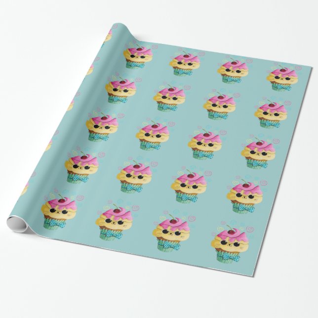 Niedlicher Kitty-kleiner Kuchen Geschenkpapier (Ungerollt)