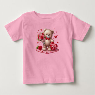 Niedlicher, klassischer Teddybär des Valentins Baby T-shirt