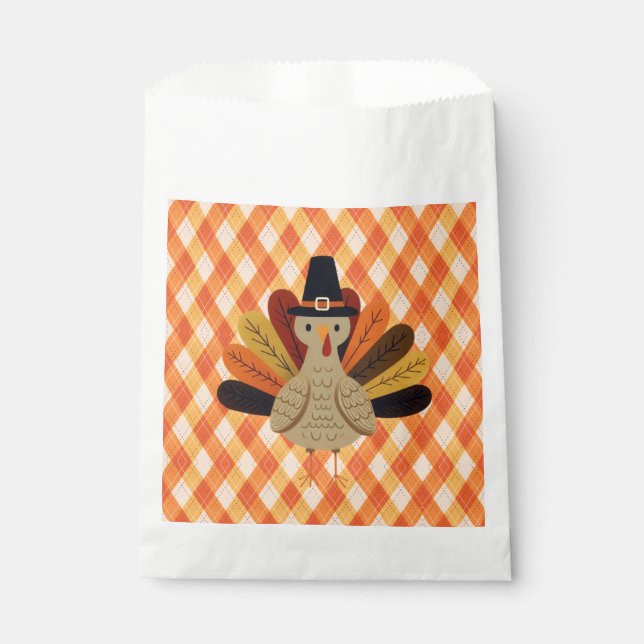 Niedlicher, klassischer/Vintager Erntedank Türkei Geschenktütchen (Vorderseite)