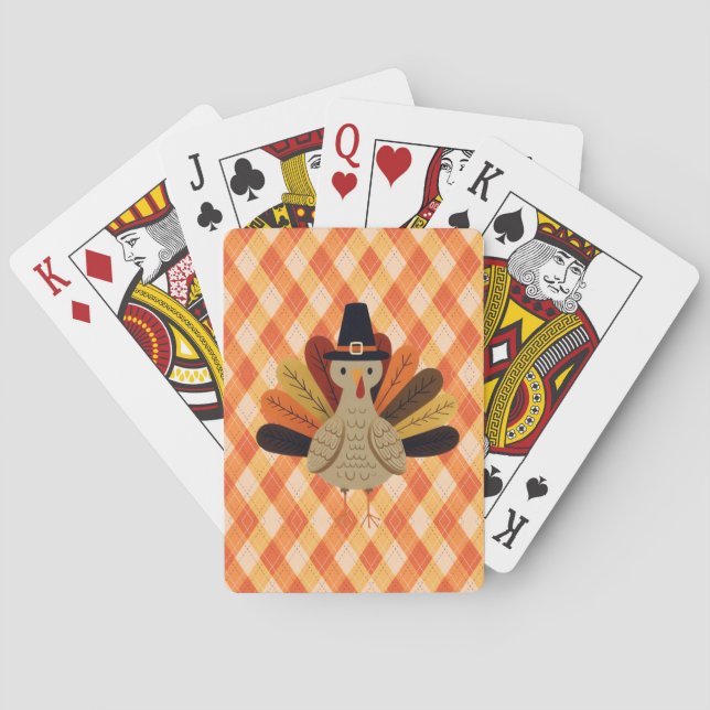 Niedlicher, klassischer/Vintager Erntedank Türkei Spielkarten (Rückseite)