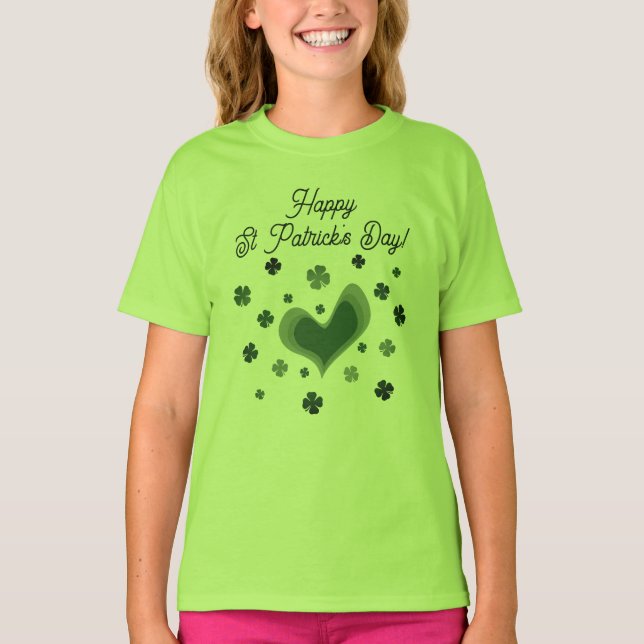Niedlicher Klee St Patrick's Day Hemd für Kinder T-Shirt (Vorderseite)