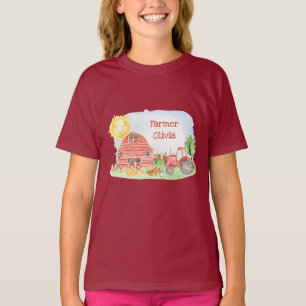 Niedlicher Kleine Kinder Bauer mit Vorname Girl T-Shirt