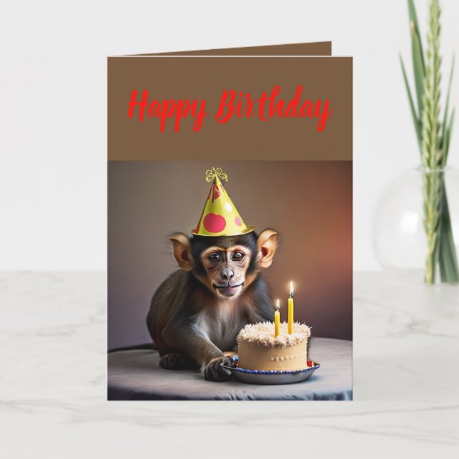 Niedlicher kleiner Affe Geburtstag Karte (Vorderseite)